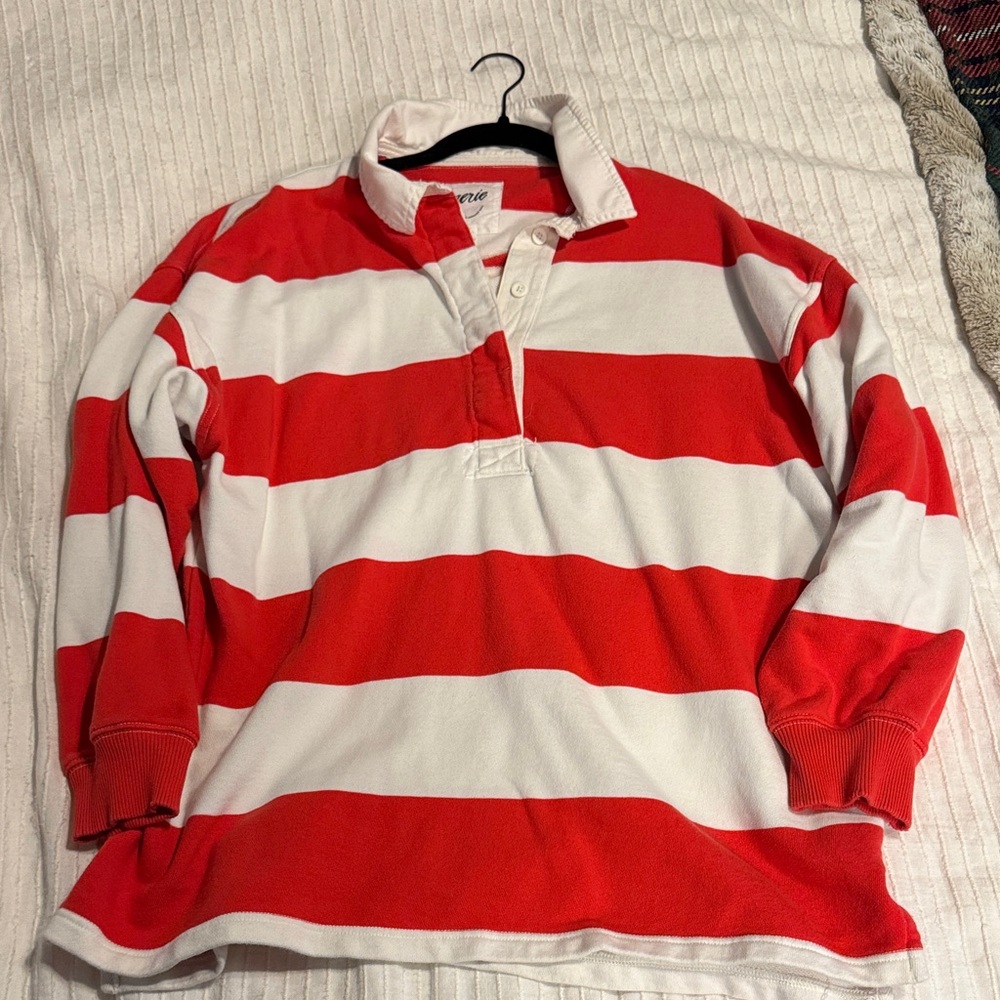 Aerie Red and White Striped Top